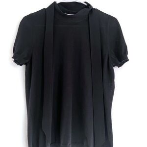 Barneys New York Taste Luxury Humor Cashmere Sweater Womens M Black Tie-Neck